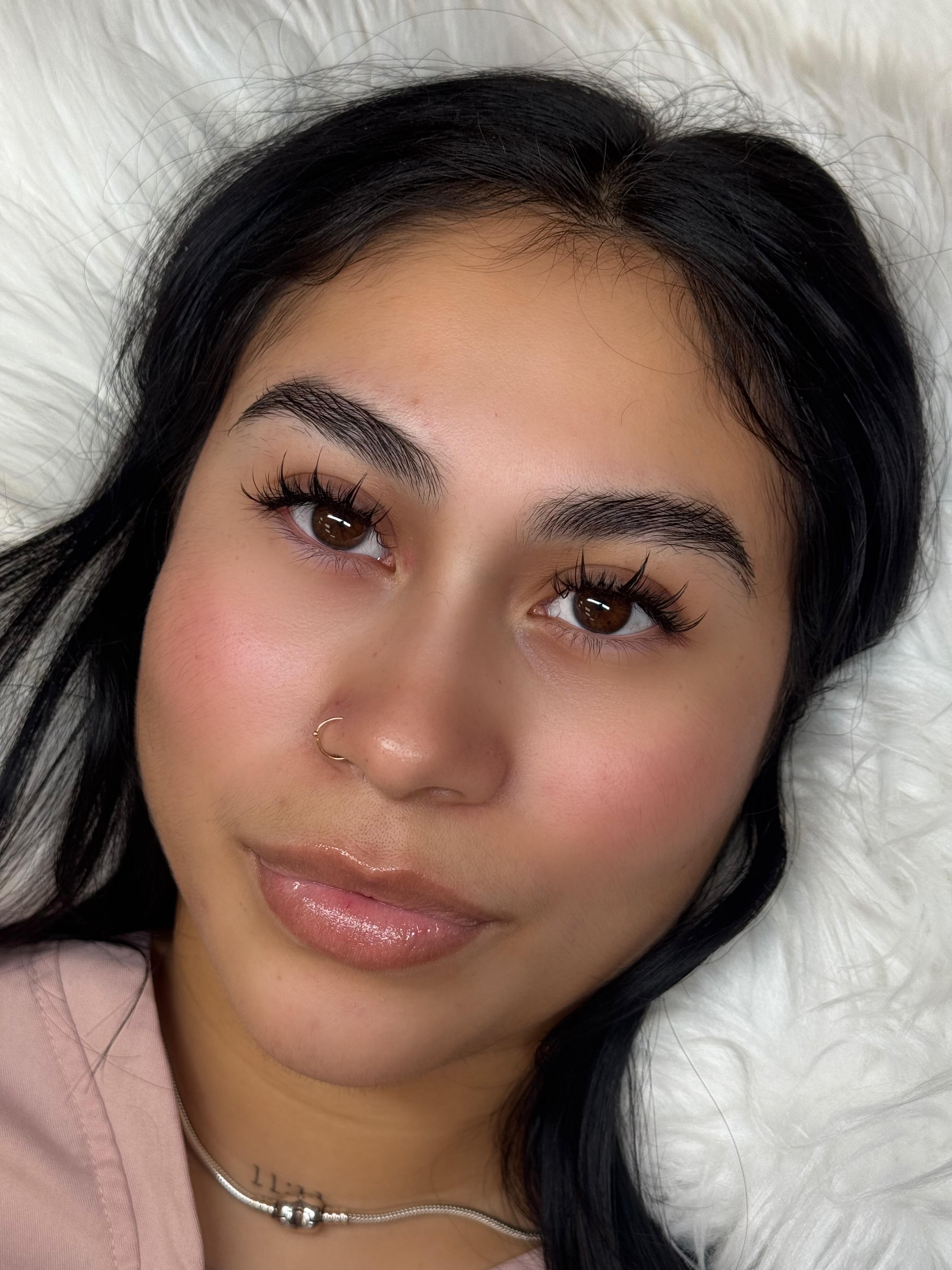Lash extensions and shaped brows closeup - Miami lash artist
