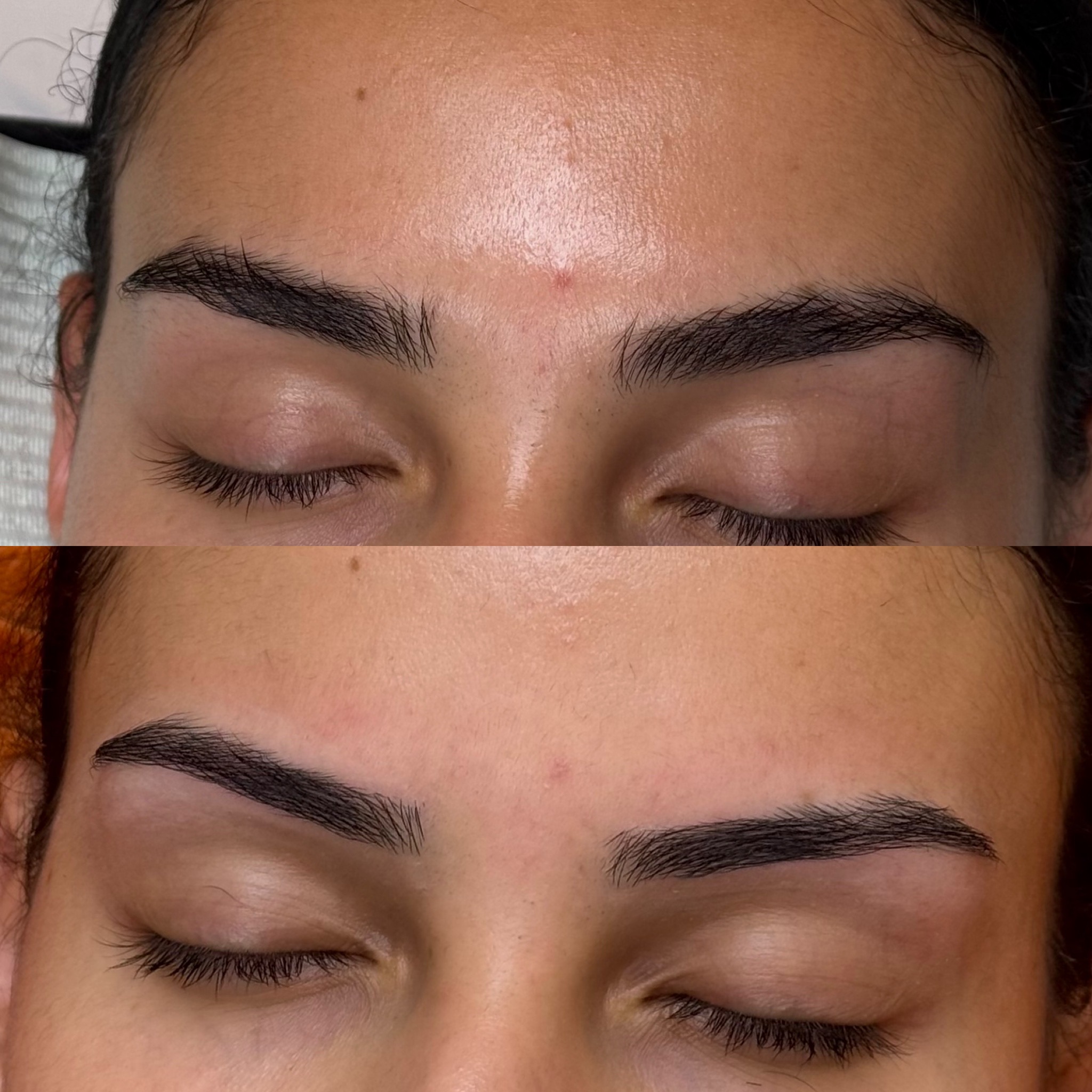 Brow transformation before and after Miami esthetician
